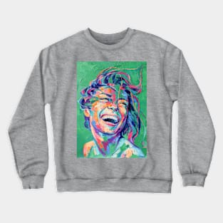 Abstract picture of a beautiful girl on a green background. Crewneck Sweatshirt